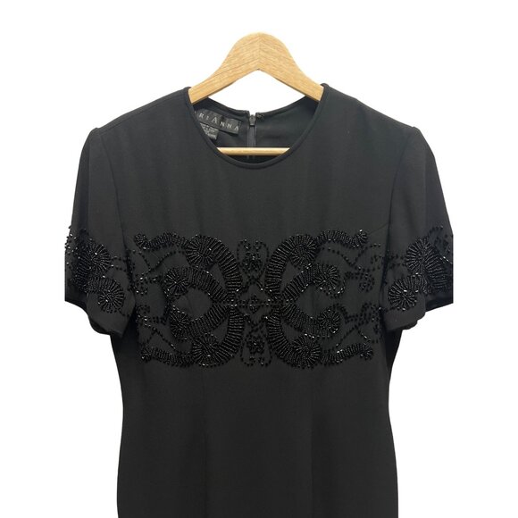 Marianna Vintage Black Short Sleeve Beaded Evening Cocktail Dress - Picture 3 of 7